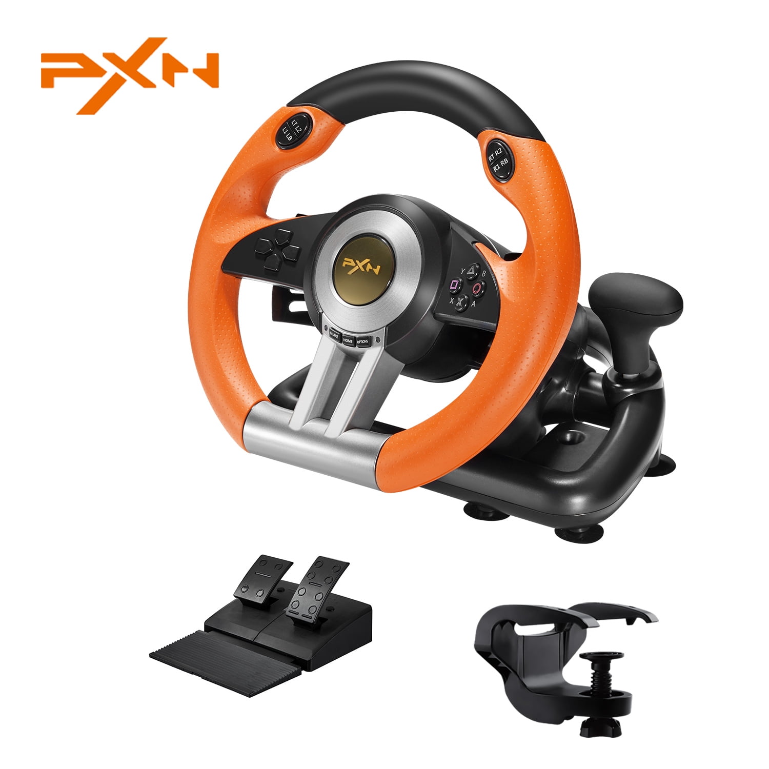Steering Wheel - PXN V3II 180° Gaming Racing Wheel Driving Wheel, with Linear Pedals and Racing Paddles for Xbox Series X|S, PC, PS4, Xbox One, Nintendo Switch - Orange - Walmart.com