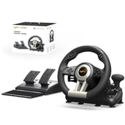PXN V3 Racing Wheel, 180  Steering Wheel with Linear Pedals and Paddle Shifters, Compatible with Xbox Series X|S, PC, PS4 and Nintendo Switch, Black