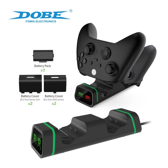 Xbox Universal Dual Controller Charging Kit - Dock Station with 2x 1400mAh Rechargeable Batteries for Xbox Series S & Xbox One X Controllers | Fast Charging, LED Indicators, Overcharge Protection