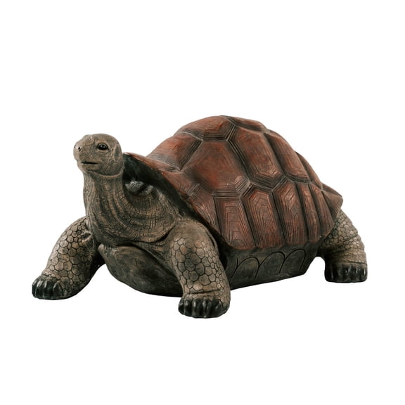 Xbrand 28"L Brown and Black Concrete/MgO Walking Tortoise Statue, Indoor or Outdoor Dcor, Garden Sculptures, Turtle Garden Statue