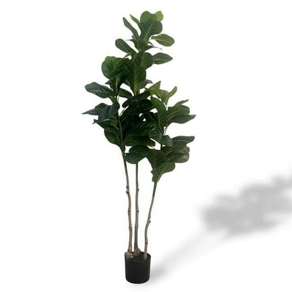 Xbrand ALLLT686 XBrand 59.1' Artificial Fiddle Leaf Fig Tree Realistic Faux Indoor Plant, Adjustable Branches, Silk Leaves, Maintenance-Free Decorative Greenery