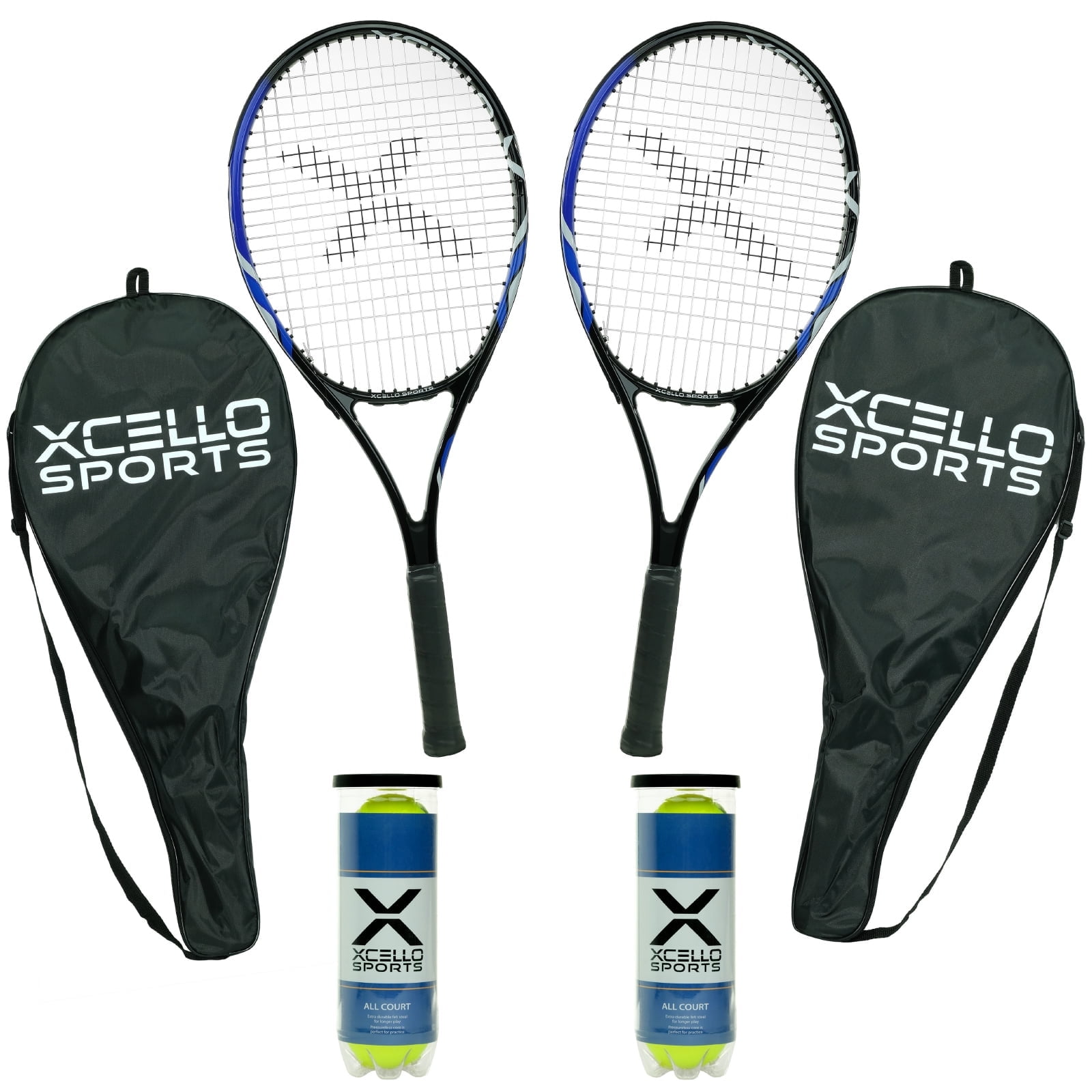 Xcello Sports 2Player Aluminum Youth Tennis Racket Set, Includes Two