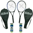 thumbnail image 1 of Xcello Sports 2-Player Aluminum Youth Tennis Racket Set, Includes Two 23" Tennis Rackets, 6 All Court Balls and 2 Carry Cases, Tennis Racket Adult, Blue/Black, 1 of 4
