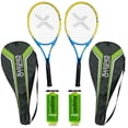 thumbnail image 1 of Xcello Sports 2-Player Aluminum Youth Tennis Racket Set, Includes Two 23" Tennis Rackets, 6 All Court Balls and 2 Carry Cases, Tennis Racket Adult, Blue/Yellow, 1 of 4
