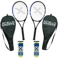 thumbnail image 1 of Xcello Sports 2-Player Aluminum Youth Tennis Racket Set, Includes Two 27" Tennis Rackets, 6 All Court Balls and 2 Carry Cases, Tennis Racket Adult, ‎Blue/Black, 1 of 4
