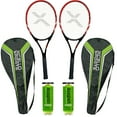 thumbnail image 1 of Xcello Sports 2-Player Aluminum Youth Tennis Racket Set, Includes Two 27" Tennis Rackets, 6 All Court Balls and 2 Carry Cases, Tennis Racket Adult, ‎Red/Black, 1 of 4