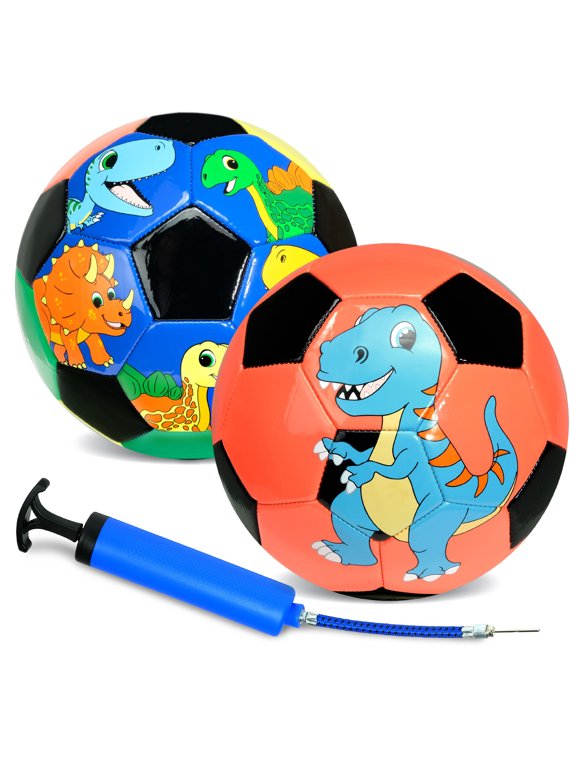 Xcello Sports Size 3 Soccer Ball Made From High Quality TPU - Dino Graphics with Pump (Pack of 2)
