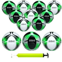 Xcello Sports Soccer Ball (Black/Green/Silver, White/Green/Silver) w/Pump (Size 3, Pack of 12)