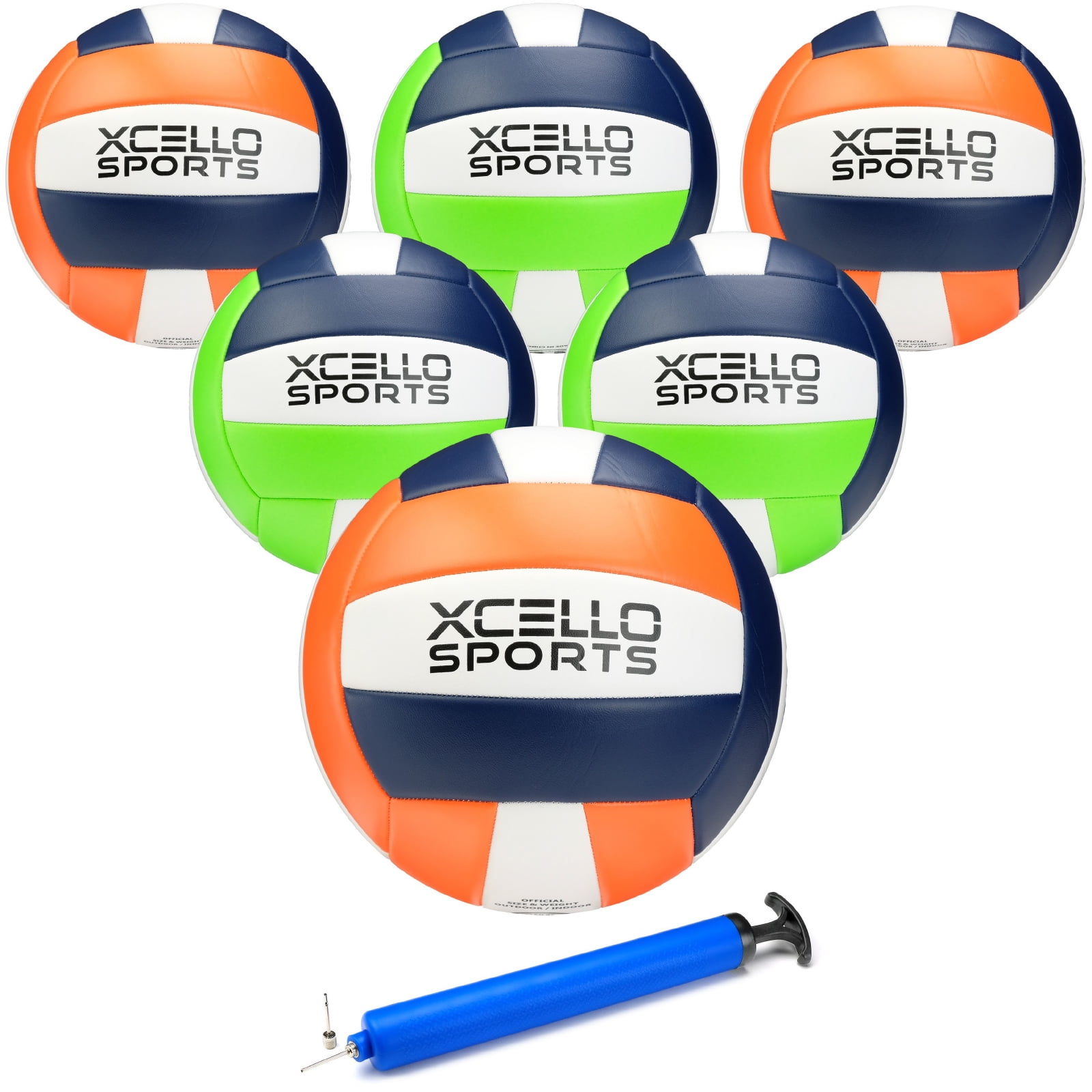Xcello Sports Volleyball Assorted Graphics with Pump (Pack of 6) - XS-VB-6-ASST