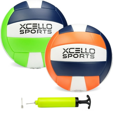 Xcello Sports XS-VB-2-ASST Volleyball Ball, Assorted Graphics Volleyball Set, Sports Balls, Green/Orange, Pack of 2