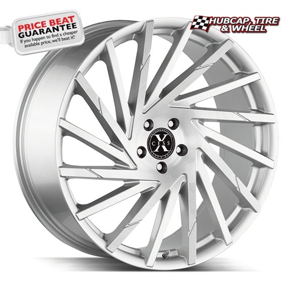 Xcess X01 22X9 Brushed Face Silver Custom Wheel- 5x112 Bolt Pattern, 35mm Offset