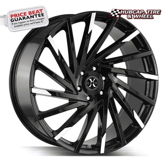 Xcess X02 20X8.5 Gloss Black Machined Tips Custom Wheel- 5x114.3 Bolt Pattern, 35mm Offset