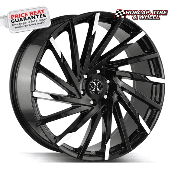 Xcess X02 22X9 Gloss Black Machined Tips Custom Wheel- 5x115 Bolt Pattern, 15mm Offset