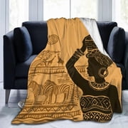 Xchearser African Girl Throw Blanket Ultra Soft Warm All Season Black Woman Decorative Fleece Blankets for Bed Chair Car Sofa Couch Bedroom 50X40