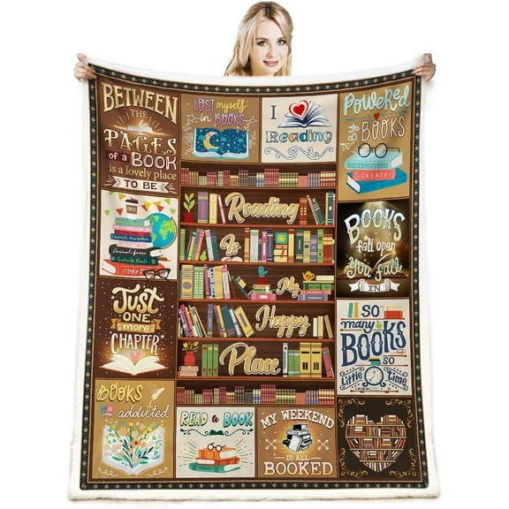 Xchearser Book Blanket,Book Club Lovers Gifts for Women,Reading Gifts for Book Lovers,Book Reader Gifts for Women,Book Themed Gifts,Warm Soft Cozy Plush Book Lover Blanket for Bed Couch 50"x 60"