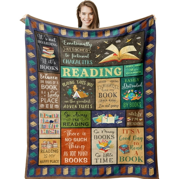 Xchearser Book Lovers Gifts, Gifts For Readers, Reading Blanket 50"X60", Bookish Gifts, Book Gifts, Book Club Gifts, Book Reader Gifts, Librarian/Bookworm/Literary Gifts For Book Lovers, Reading Gifts