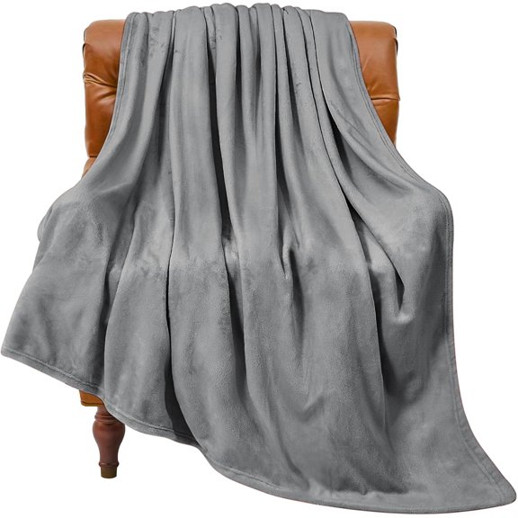 Xchearser Fleece Blanket Soft Plush Twin Size Blanket Grey 60"x80"