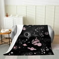 thumbnail image 1 of Xchearser Outer Space Flannel Blanket for Kids,Galaxy Universe Planet Fleece Throw Blanket for Bedroom Sofa Dorm Decor,Starry Sky Pink White Stars Black Bed Blanket,Baby (30 x 40 Inches), 1 of 1