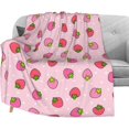 thumbnail image 1 of Xchearser Pink Strawberry Flannel Fleece Throw Blanket 50"x60", Living Room/Bedroom/Sofa Couch Warm Soft Bed Blanket for Girls Boys Adults All Season Ultra Soft, 1 of 5