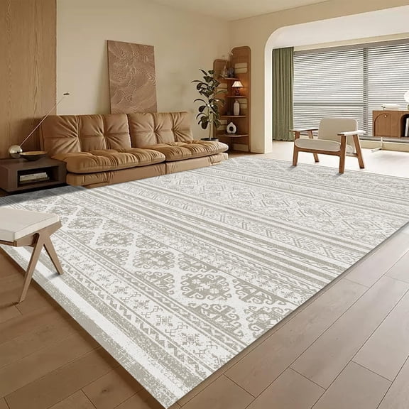 Xchearser Washable Area Rugs 3'' x 5 '' - 1/6 Thick - Moroccan-Inspired -Stain & Water Resistant Non-Slip - Resistant Rug for Living Room, Bedroom, Nursery, Pet & Child Friendly (Grey)