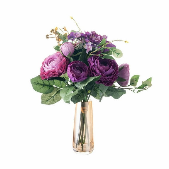 Xchenda Artificial Purple Flower Arrangements Purple Hydrangea Bouquet Combination Silk Flowers for Wedding Home Decoration (Purple)