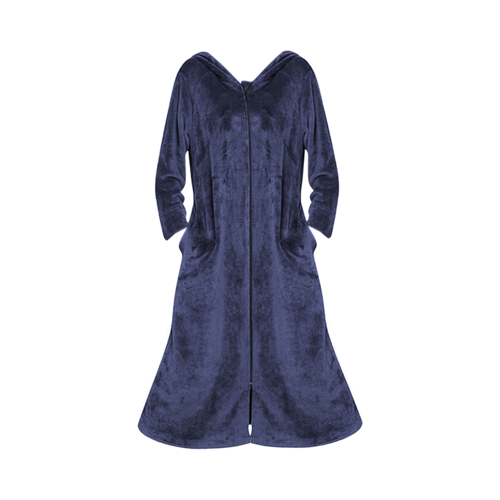 Xchenda Women's Flannel Robe Zipper Front Robes Full Length Bathrobe Flannel Fleece Robes Winter