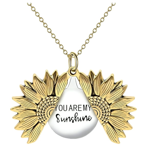 Xchent Tech Inspirational Sunflower Pendant Necklace, Silvertone