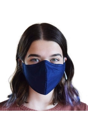 Cloth face masks reusable with filter pocket,Made in USA,nose wire, adjustable ear loops, navy blue, 5-pack