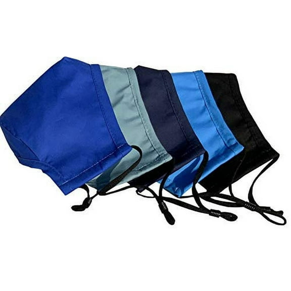 Xchime Protective Cover Washable Reusable,breathable with Adjustable Ear Loops, Nose Wire and Filter Pocket, 3-layer Cotton fabrics, for teen girls, boys, men or women, Assorted color, 5-pac