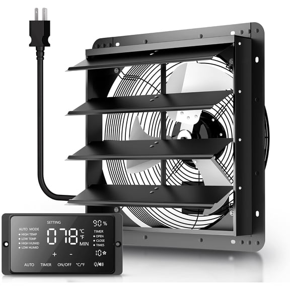 Xcity 10 Inch EC Motor Shutter Exhaust Fan, 1393 CFM Smart Variable Speed, Wall Mount Vent Fan with Temp Humidity Control Timer Auto Louvers for Commercial Grow Room Garage Attic