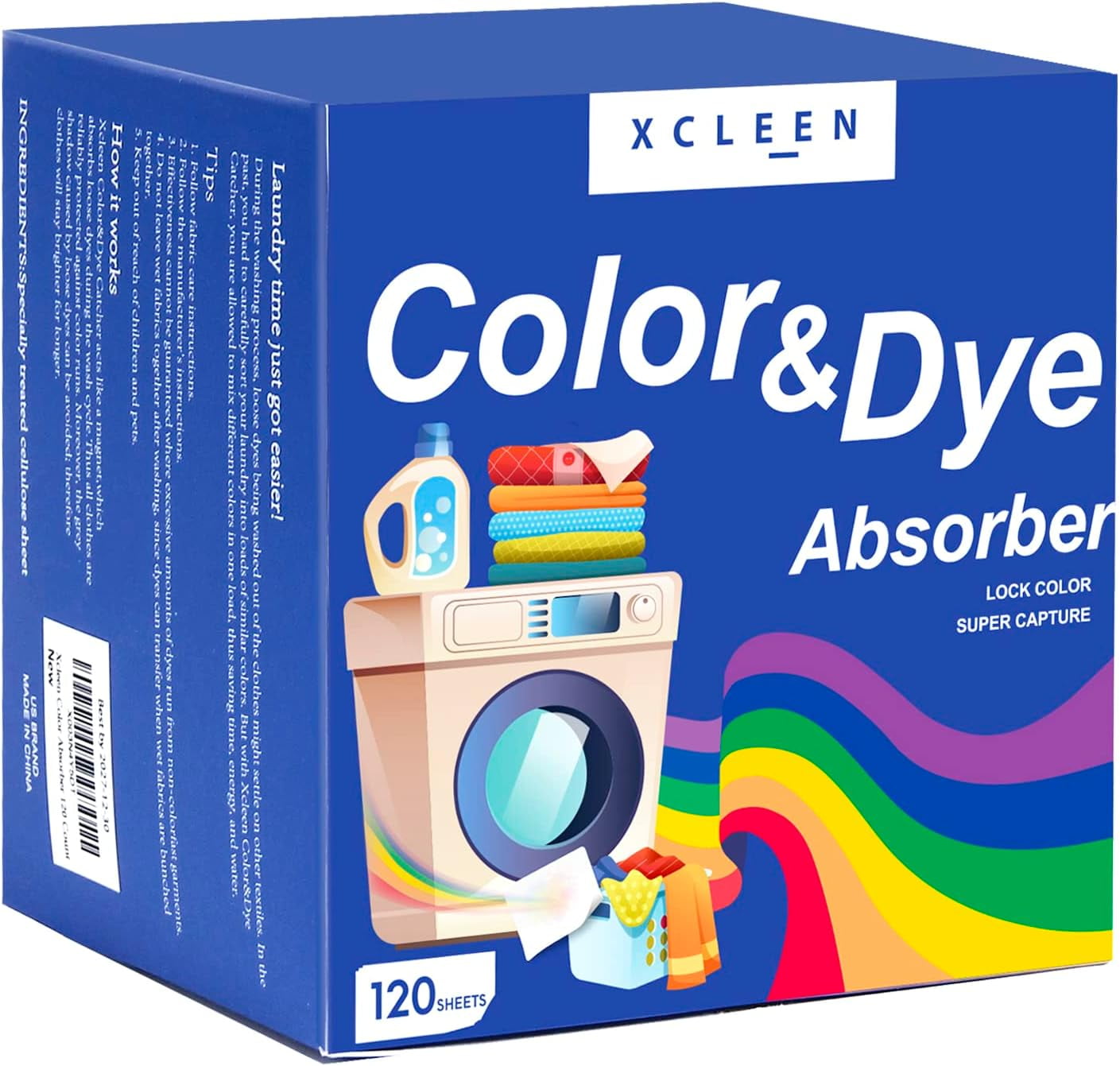 Xcleen Color Dye Catcher Laundry Sheets 120 Count, Prevent Clothes from  Smearing, Fragrance Free 