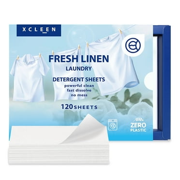 Xcleen Laundry Detergent Sheets Fresh Linen (120 Loads), Great for Travel Laundry Strips