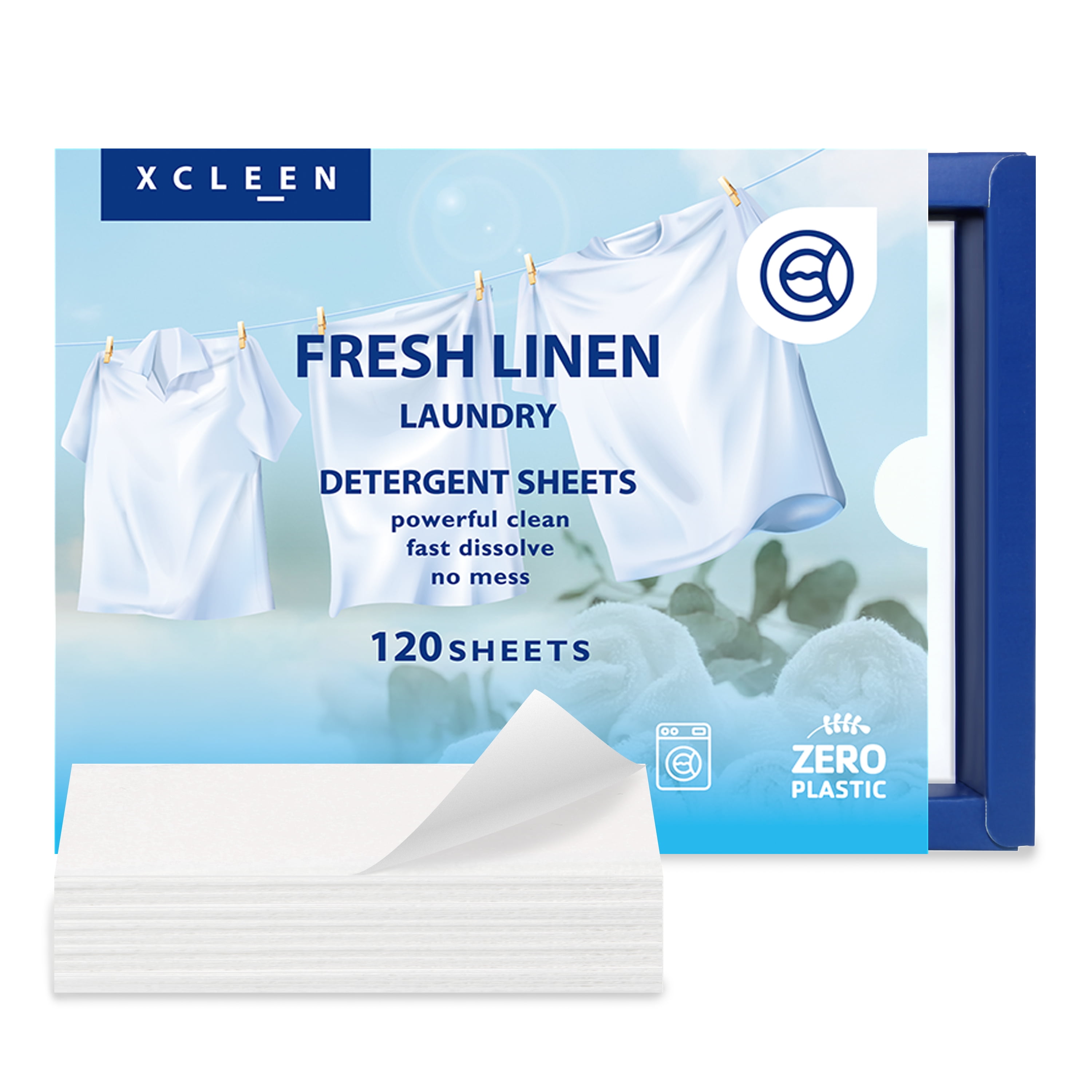 Xcleen Laundry Detergent Sheets Fresh Linen (120 Loads), Eco