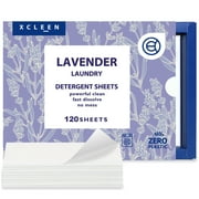 Xcleen Laundry Detergent Sheets Lavender Scent, Plastic Free Travel Laundry Strip, 120 Loads