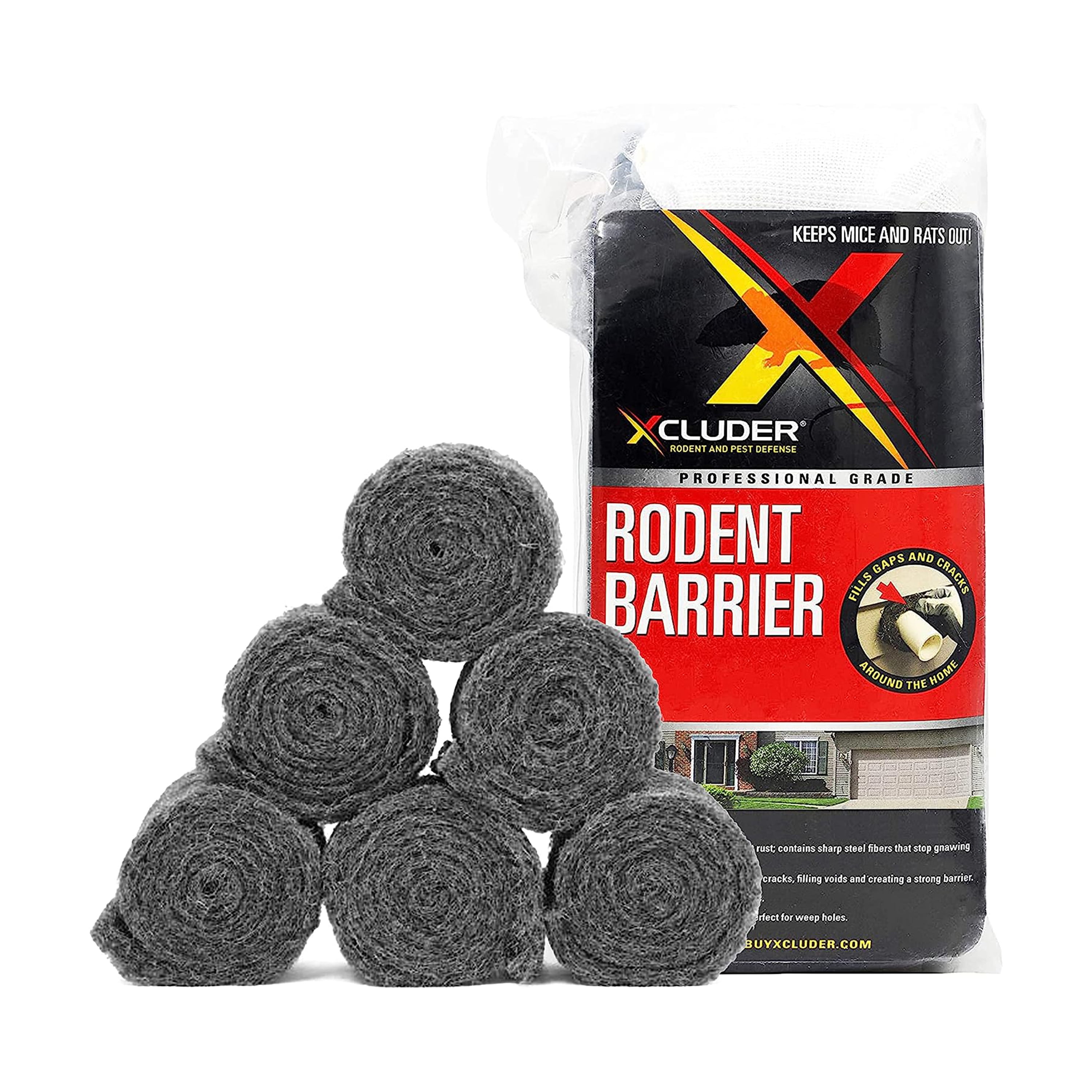 Xcluder Stainless Steel Wool Fill Fabric, 6 Rolls of 4” x 5’ Material