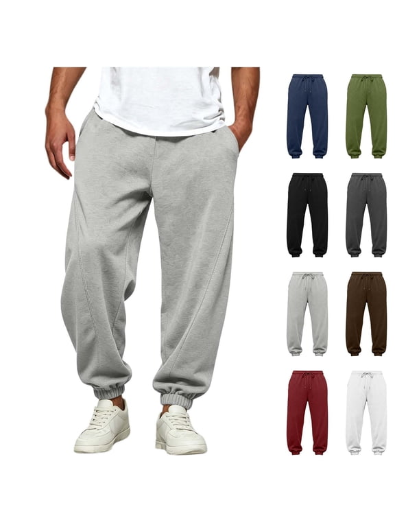 Athletic Joggers for Men Baggy Thic Fleece Line Sweatpants Active Sport Sweat Pants Elastic Waist with Pocket S-XXL