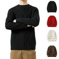 thumbnail image 1 of Xcmzpl Big and Tall Cable Knit Sweaters for Men Crew Neck Long Sleeve Pullover Sweaters Solid Loose Fit Sweaters Men's Fall Clothes, 1 of 7