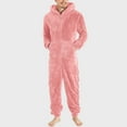 thumbnail image 1 of Xcmzpl Big and Tall Sherpa Pajamas for Men Onesie Long Sleeve Hooded Jumpsuit Winter Adult Rompers Solid Zipper Fuzzy Sleepwear Pocket, 1 of 7