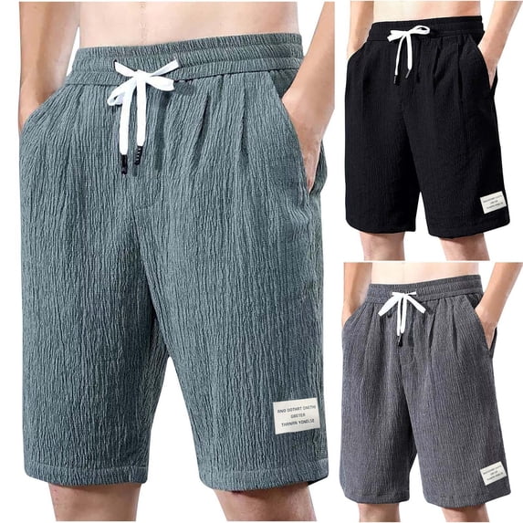 Xcmzpl Big and Tall Summer Shorts for Men Drawstring Elastic Waist Ice Silk Athletic Shorts Solid Baggy Lounge Shorts with Pocket