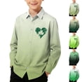 thumbnail image 1 of Xcmzpl Boys Hawaiian Shirt St Patricks Day Long Sleeve Casual Button Down Beach Aloha Shirt Kids Summer Hawaii Shirts 3-16 Years, 1 of 8