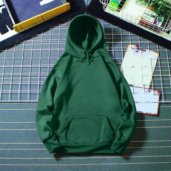 Xcmzpl Casual Hoodies for Men Trendy Solid Color Long Sleeve Pullover Tops Casual Drawstring Hooded Sweatshirts with Pockets