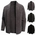 thumbnail image 1 of Xcmzpl Chunky Cardigan Sweaters for Men Open Front Knit Cardigans Long Sleeve Solid Vintage Sweater Jacket Fall Cardigan with Pockets, 1 of 3