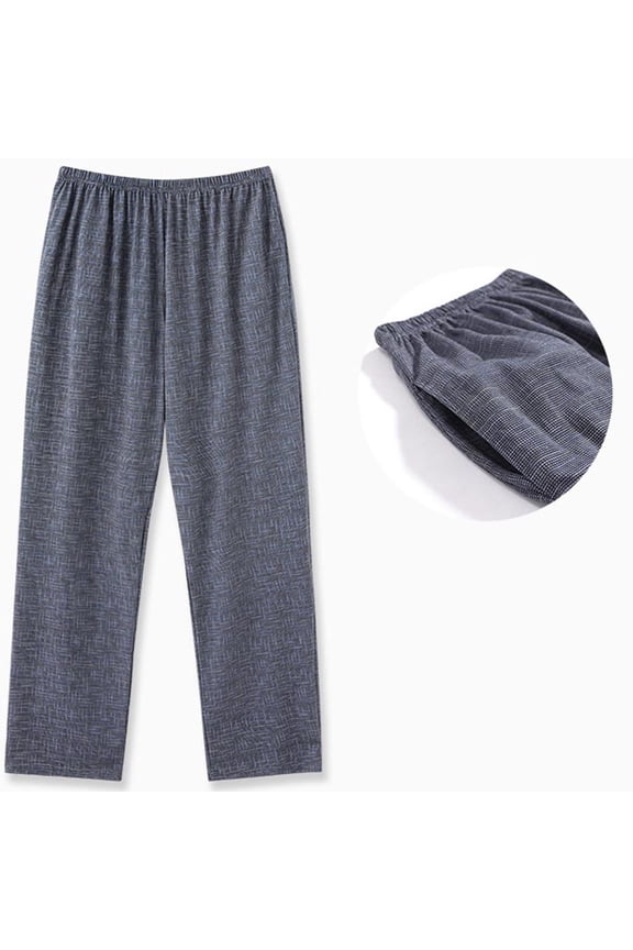 Cotton Pajama Pants for Men Solid Elastic Waist Baggy Pjs Bottoms Lightweight Fall Sleep Pants Big and Tall Sleepwear with Pocket