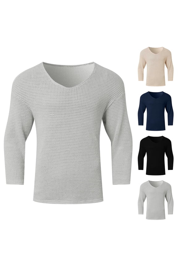 Crochet Sweaters for Men V Neck Long Sleeve Knit Pullvoer Tops Solid Slim Fit Fall Sweaters Lightweight Vintage Thin Sweaters