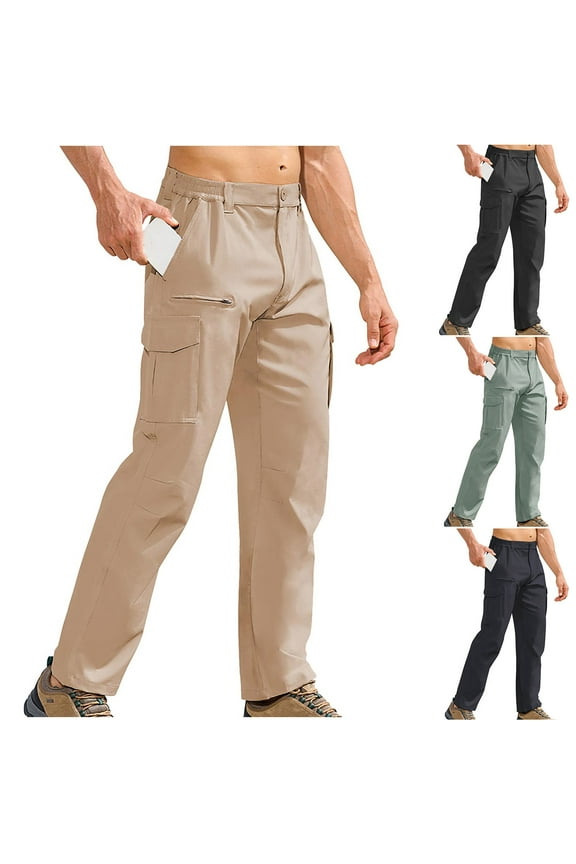 Fishing Hiking Pants for Men Waterproof Quick Dry Pants for Wading Big and Tall Lightweight Breathable Outdoor Cargo Pants with Pocket