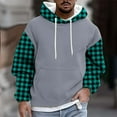 thumbnail image 1 of Xcmzpl Fleece Lined Hoodies for Men Plaid Color Block Pullover Tops Casual Long Sleeve Drawstring Hooded Sweatshirts Oversized Hoodie with Pockets, 1 of 5