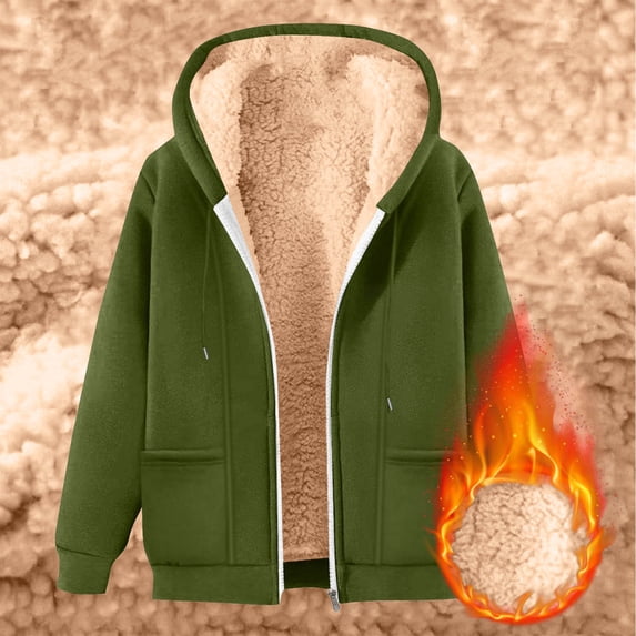 Xcmzpl Fleece Lined Zip Up Hoodie for Men Sherpa Warm Jackets Casual Fall Winter Long Sleeve Hooded Sweatshirts Fuzzy Comfy Hoodies Coat with Pockets