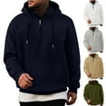 thumbnail image 1 of Xcmzpl Half Zip Hoodies for Men Drawstring Long Sleeve Fleece Lined Pullover Solid Casual Sweatshirts Fall Hoodies with Pocket, 1 of 7