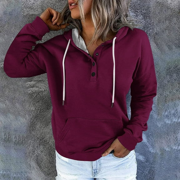 Xcmzpl Hoodies for Women Basic Solid Color Hooded Sweatshirt Athletic Pullover Tops Work Long Sleeve Blouses Early Fall Fashion