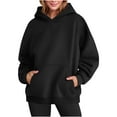 thumbnail image 1 of Xcmzpl Hoodies for Women Casual Solid Color Hooded Sweatshirt Athletic Pullover Tops Dressy Casual Long Sleeve Blouses Fall Clothes, 1 of 7